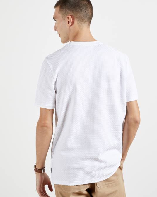 Ted Baker hombres 2ZFP1572 ropa camiseta de algodón con textura caramelo blanco