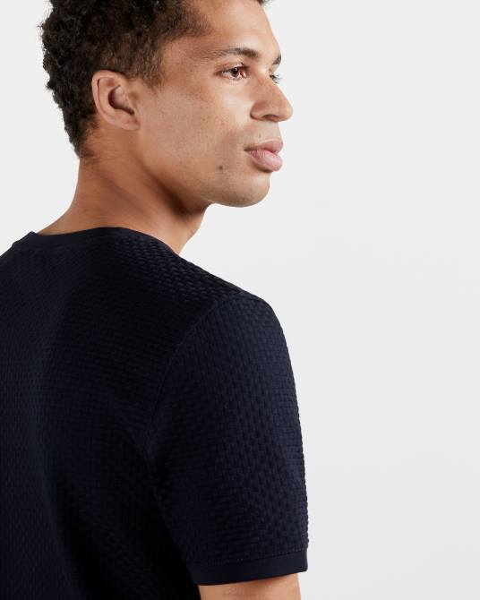 Ted Baker hombres 2ZFP1574 ropa camiseta de algodón con textura caramelo Armada