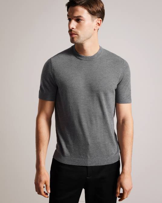 Ted Baker hombres 2ZFP1582 ropa camiseta de punto de manga corta senti carbón