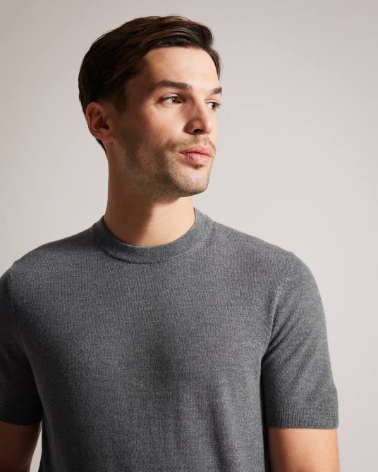 Ted Baker hombres 2ZFP1582 ropa camiseta de punto de manga corta senti carbón