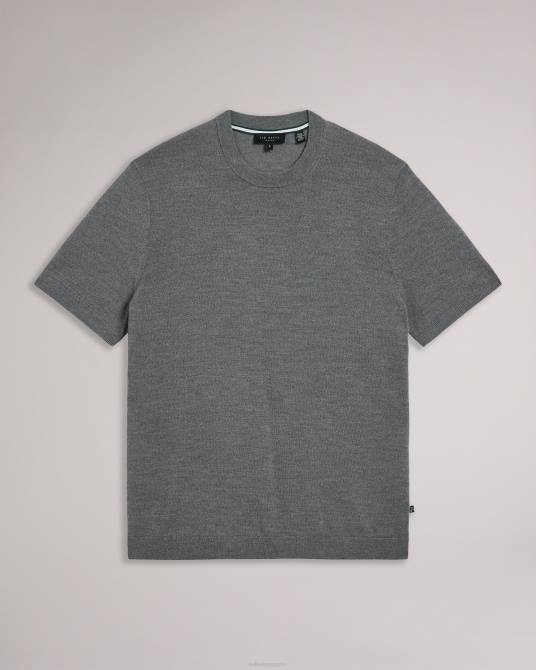 Ted Baker hombres 2ZFP1582 ropa camiseta de punto de manga corta senti carbón