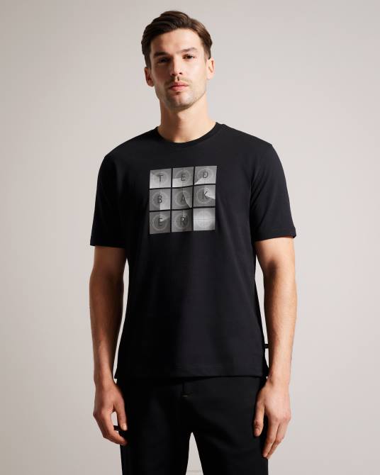 Ted Baker hombres 2ZFP1589 ropa camiseta farow de manga corta y ajuste regular con la marca negro