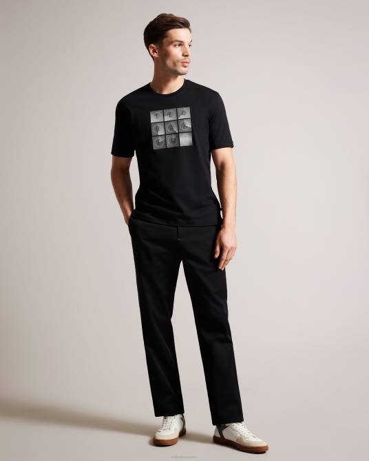 Ted Baker hombres 2ZFP1589 ropa camiseta farow de manga corta y ajuste regular con la marca negro