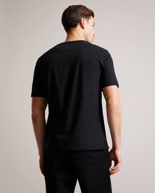 Ted Baker hombres 2ZFP1589 ropa camiseta farow de manga corta y ajuste regular con la marca negro