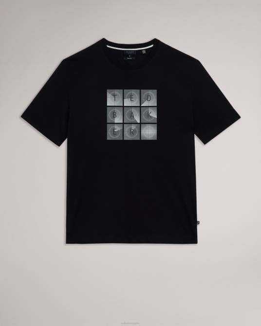 Ted Baker hombres 2ZFP1589 ropa camiseta farow de manga corta y ajuste regular con la marca negro