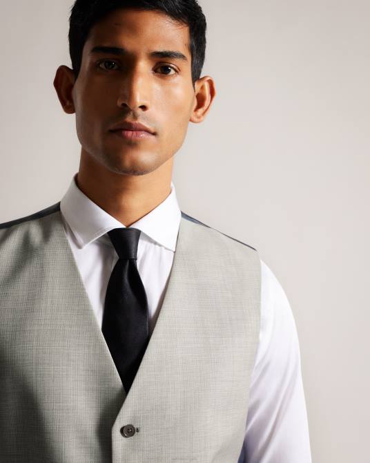 Ted Baker hombres 2ZFP1557 ropa chaleco cruzado de lana artimwr piedra