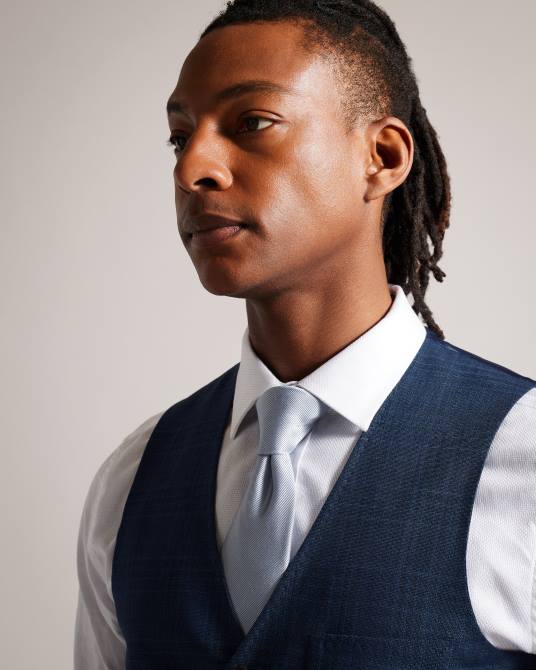 Ted Baker hombres 2ZFP1585 ropa chaleco a cuadros azul marino drydenw Armada