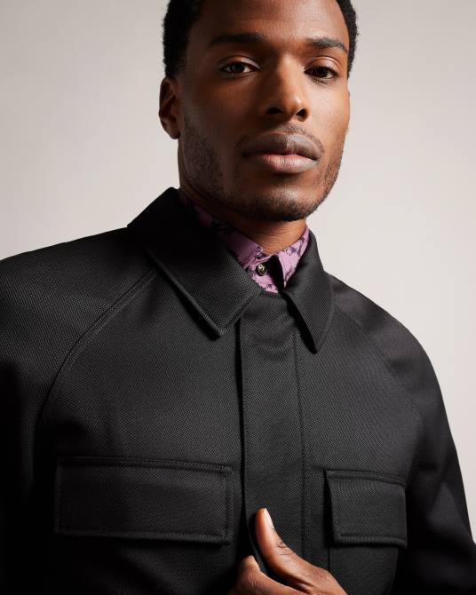 Ted Baker hombres 2ZFP1212 ropa filtyj chaqueta de lana con mangas raglán negro