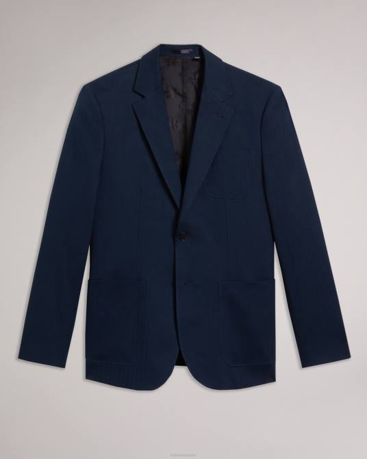 Ted Baker hombres 2ZFP1230 ropa Chaqueta de traje shakerj de algodón y lino a rayas Armada