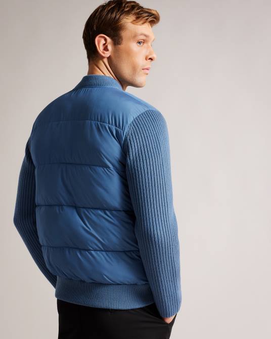 Ted Baker hombres 2ZFP1247 ropa Spores chaqueta acolchada de manga larga con cremallera azul medio