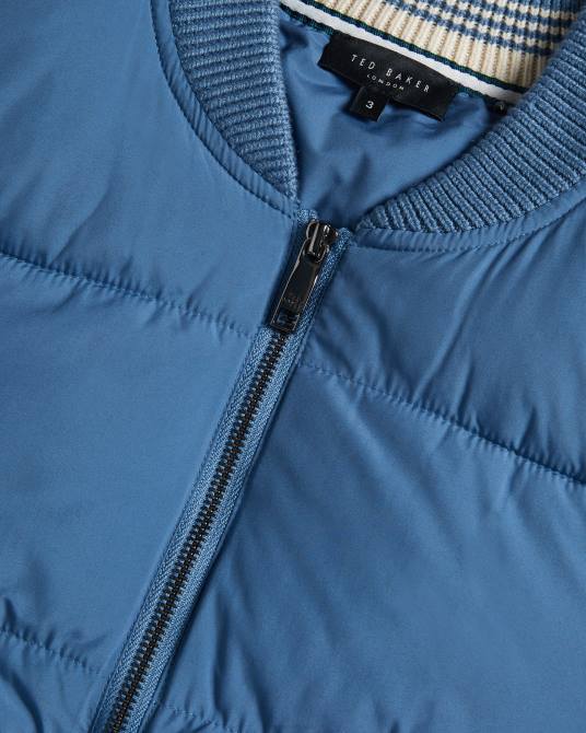 Ted Baker hombres 2ZFP1247 ropa Spores chaqueta acolchada de manga larga con cremallera azul medio