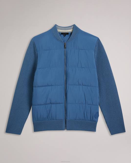 Ted Baker hombres 2ZFP1247 ropa Spores chaqueta acolchada de manga larga con cremallera azul medio