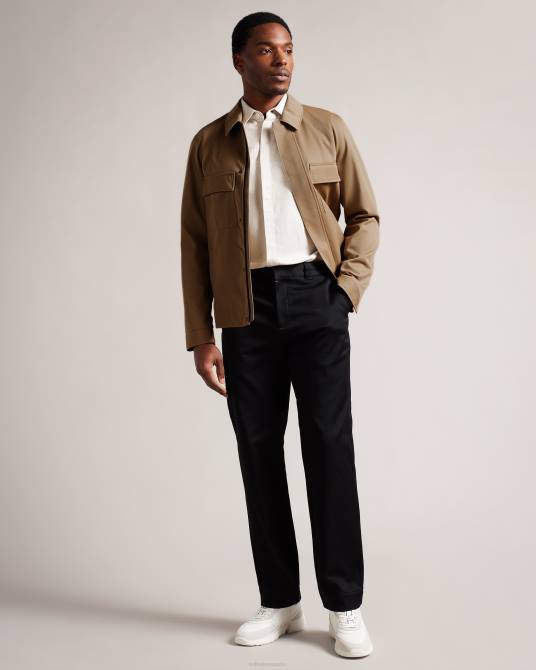 Ted Baker hombres 2ZFP1260 ropa chaqueta finnj de pura lana con mangas raglán natural