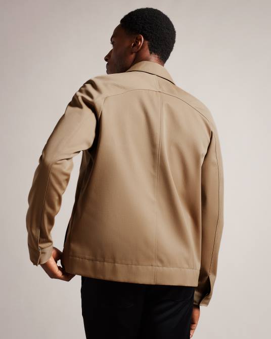 Ted Baker hombres 2ZFP1260 ropa chaqueta finnj de pura lana con mangas raglán natural