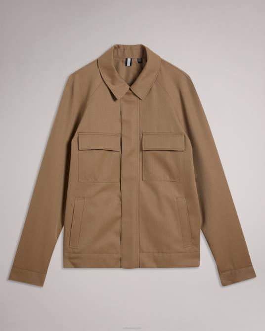 Ted Baker hombres 2ZFP1260 ropa chaqueta finnj de pura lana con mangas raglán natural