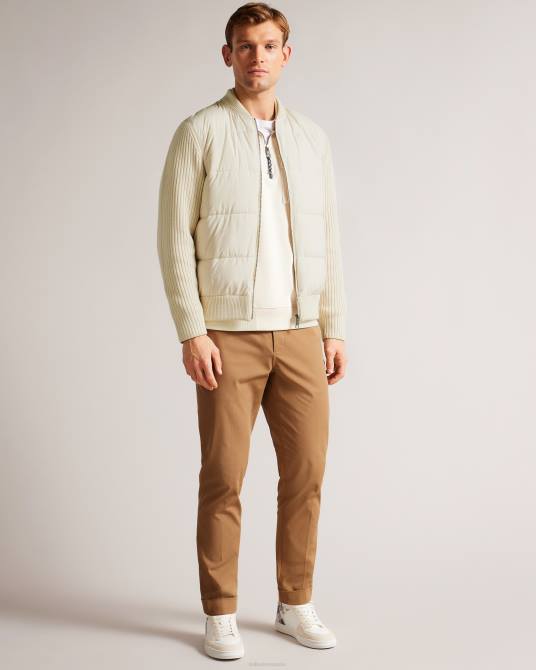 Ted Baker hombres 2ZFP1282 ropa Spores chaqueta acolchada de manga larga con cremallera natural