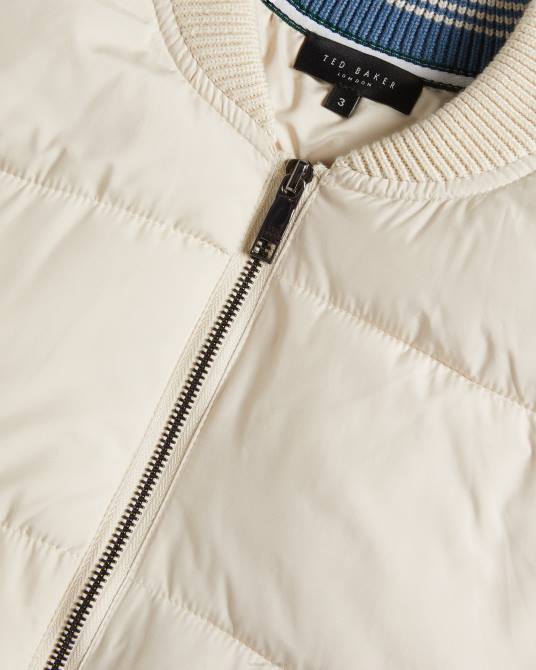 Ted Baker hombres 2ZFP1282 ropa Spores chaqueta acolchada de manga larga con cremallera natural