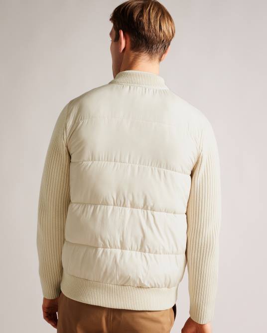 Ted Baker hombres 2ZFP1282 ropa Spores chaqueta acolchada de manga larga con cremallera natural