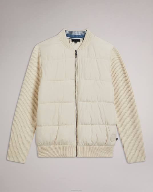 Ted Baker hombres 2ZFP1282 ropa Spores chaqueta acolchada de manga larga con cremallera natural
