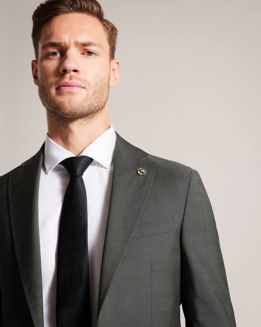 Ted Baker hombres 2ZFP1355 ropa Chaqueta de traje richanj de piel de tiburón de pura lana caqui