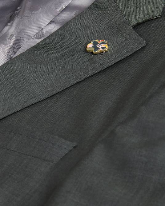 Ted Baker hombres 2ZFP1355 ropa Chaqueta de traje richanj de piel de tiburón de pura lana caqui