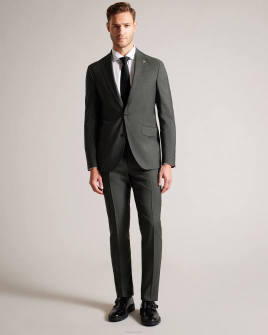 Ted Baker hombres 2ZFP1355 ropa Chaqueta de traje richanj de piel de tiburón de pura lana caqui