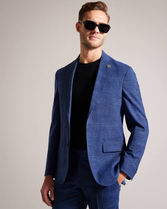 Ted Baker hombres 2ZFP1359 ropa Chaqueta de traje audenj a cuadros de lana y lino Armada