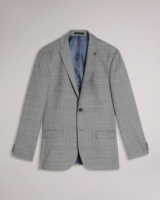 Ted Baker hombres 2ZFP1374 ropa chaqueta a cuadros en mezcla de lana de elgoljs gris