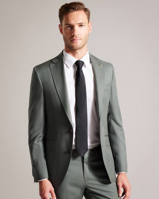 Ted Baker hombres 2ZFP1387 ropa chaqueta de traje lappej de pura lana verde