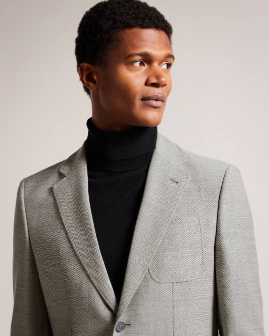 Ted Baker hombres 2ZFP1405 ropa chaqueta luccaj de espiga gris