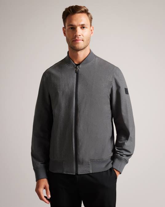 Ted Baker hombres 2ZFP1424 ropa elmhrst chaqueta bomber elástica texturizada gris