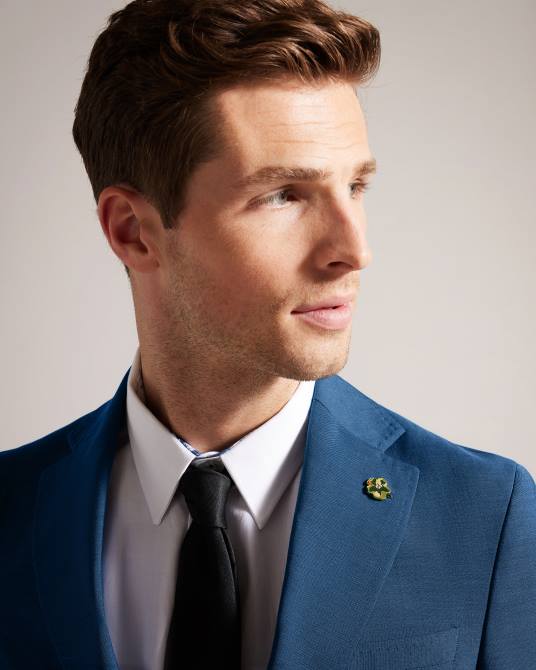 Ted Baker hombres 2ZFP1431 ropa chaqueta de traje de piel de tiburón azul marino siouxj Armada