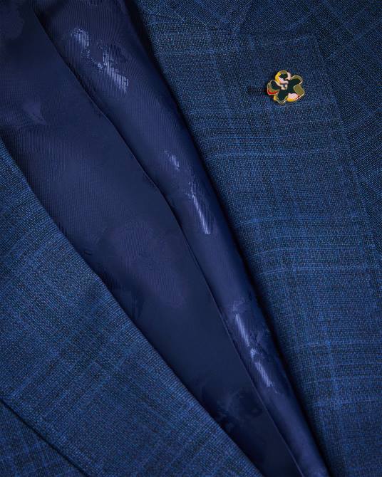 Ted Baker hombres 2ZFP1483 ropa chaqueta de traje a cuadros azul marino drydenj Armada