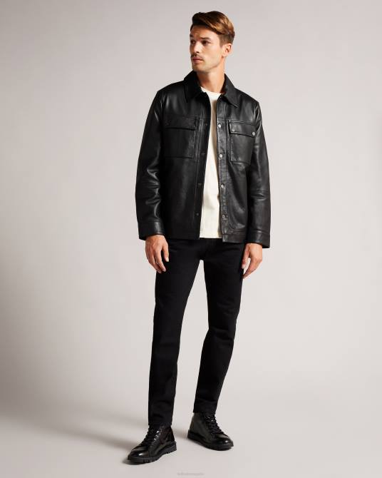 Ted Baker hombres 2ZFP1516 ropa chaqueta de cuero garry negro