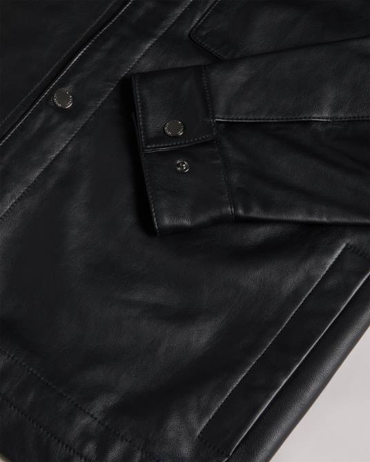 Ted Baker hombres 2ZFP1516 ropa chaqueta de cuero garry negro