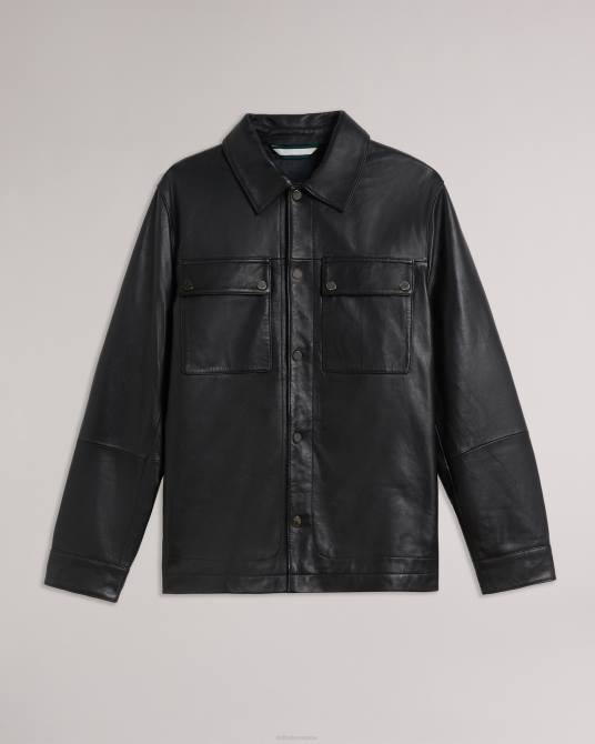 Ted Baker hombres 2ZFP1516 ropa chaqueta de cuero garry negro