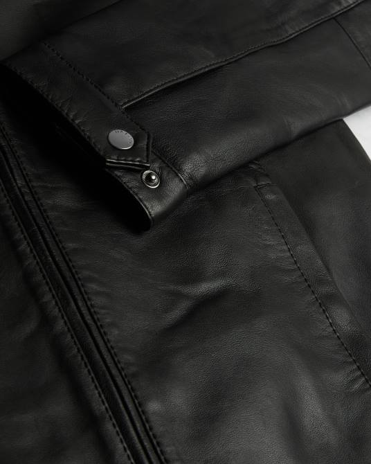 Ted Baker hombres 2ZFP1530 ropa chaqueta de cuero paypa negro