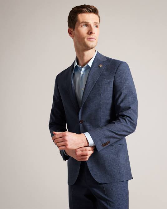 Ted Baker hombres 2ZFP1579 ropa chaqueta de traje de tweed azul marino raithj Armada