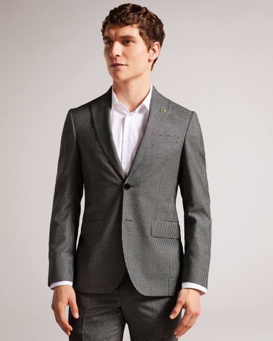 Ted Baker hombres 2ZFP1580 ropa chaqueta de traje a cuadros mono jvcjj negro