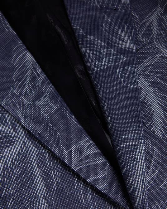 Ted Baker hombres 2ZFP1599 ropa chaqueta de traje de corte slim con hojas de Postoj Armada