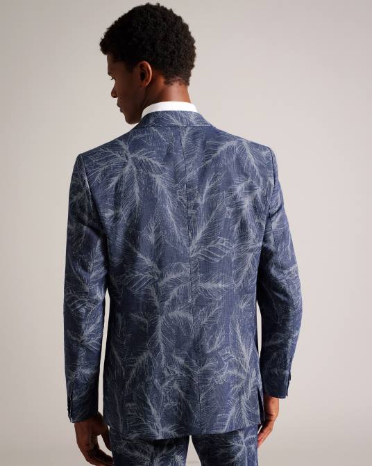 Ted Baker hombres 2ZFP1599 ropa chaqueta de traje de corte slim con hojas de Postoj Armada