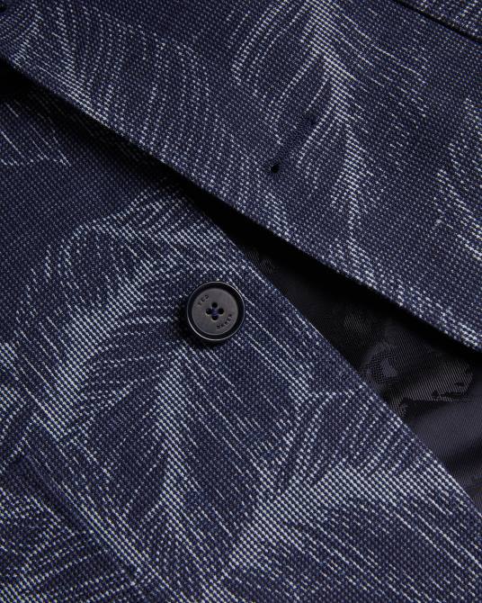 Ted Baker hombres 2ZFP1599 ropa chaqueta de traje de corte slim con hojas de Postoj Armada