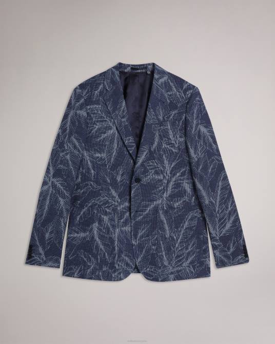 Ted Baker hombres 2ZFP1599 ropa chaqueta de traje de corte slim con hojas de Postoj Armada