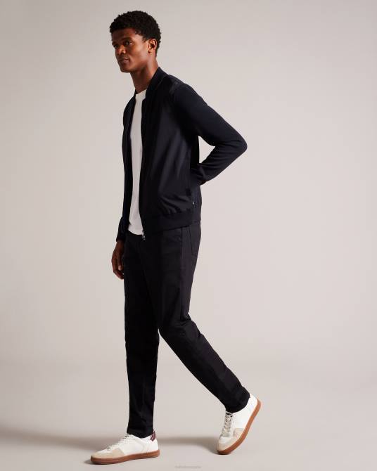 Ted Baker hombres 2ZFP1625 ropa chaqueta béisbol con doble cremallera en color polnat negro