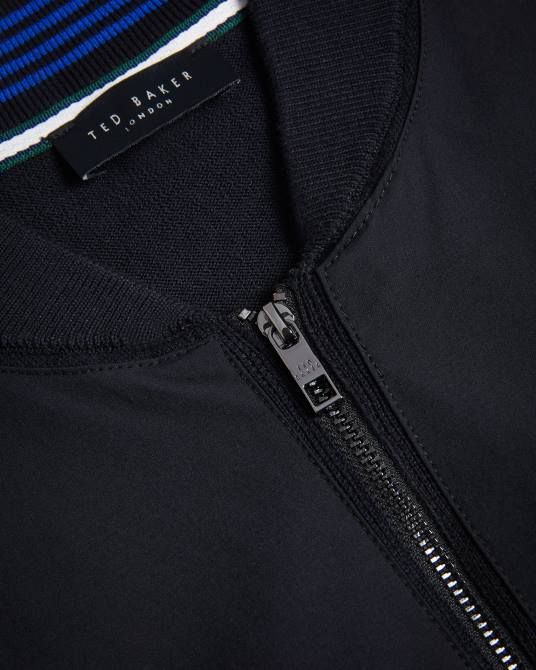 Ted Baker hombres 2ZFP1625 ropa chaqueta béisbol con doble cremallera en color polnat negro