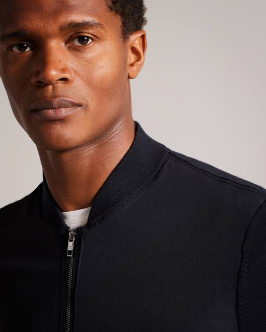 Ted Baker hombres 2ZFP1625 ropa chaqueta béisbol con doble cremallera en color polnat negro