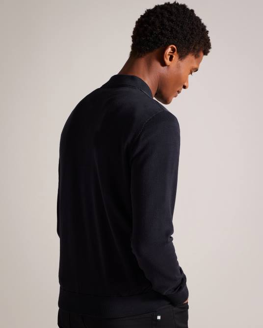 Ted Baker hombres 2ZFP1625 ropa chaqueta béisbol con doble cremallera en color polnat negro