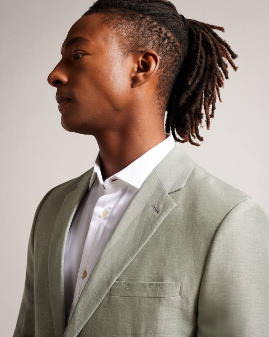 Ted Baker hombres 2ZFP1369 ropa blazer lancej de lana y lino verde claro