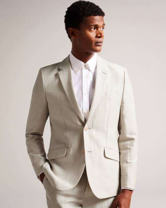 Ted Baker hombres 2ZFP1396 ropa blazer lancej de lana y lino piedra