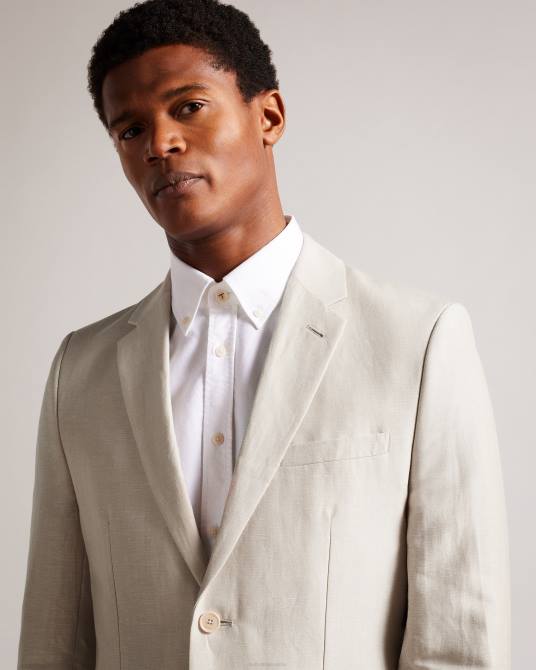 Ted Baker hombres 2ZFP1396 ropa blazer lancej de lana y lino piedra